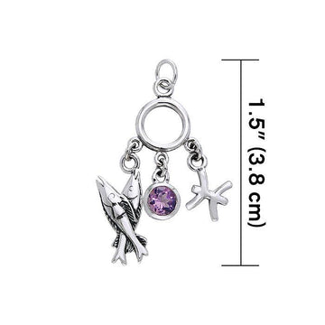 Pisces Silver Astrology Charm TCM228 - Jewelry